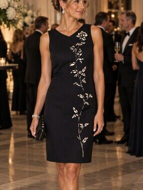 Black Sheath Dress Sleeveless with Cut out Floral Design YL by Yair 10 P